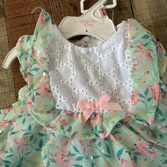 Little Lass Baby Girls Spring Floral Ruffle Dress and Legging Set -6/9M - Picture 2 of 8